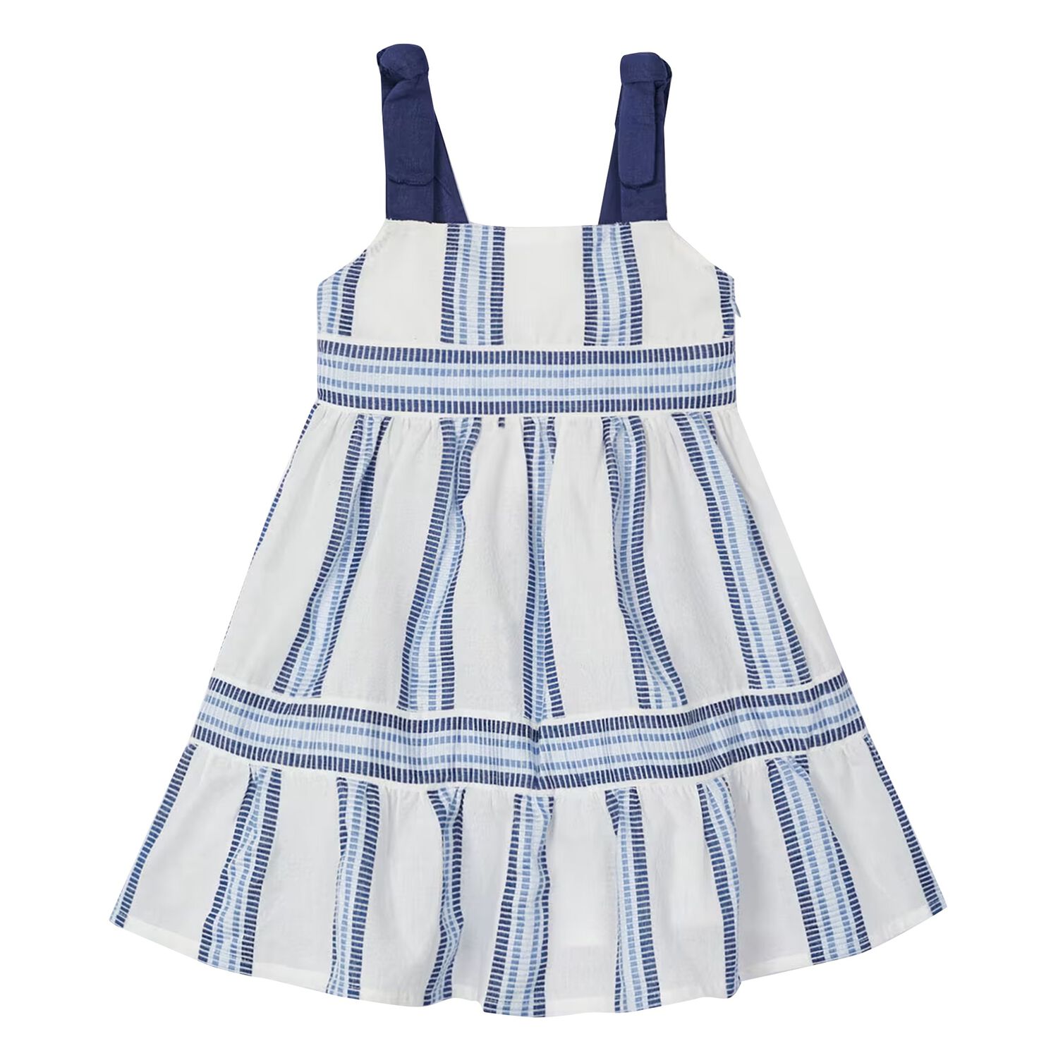 Girls White & Blue Striped Dress, 2, hi-res image number null