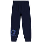 Boys Navy Blue Logo Joggers, 1, hi-res