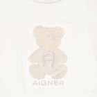 Younger Girls Ivory Faux Fur Teddy Bear Logo T-Shirt, 1, hi-res