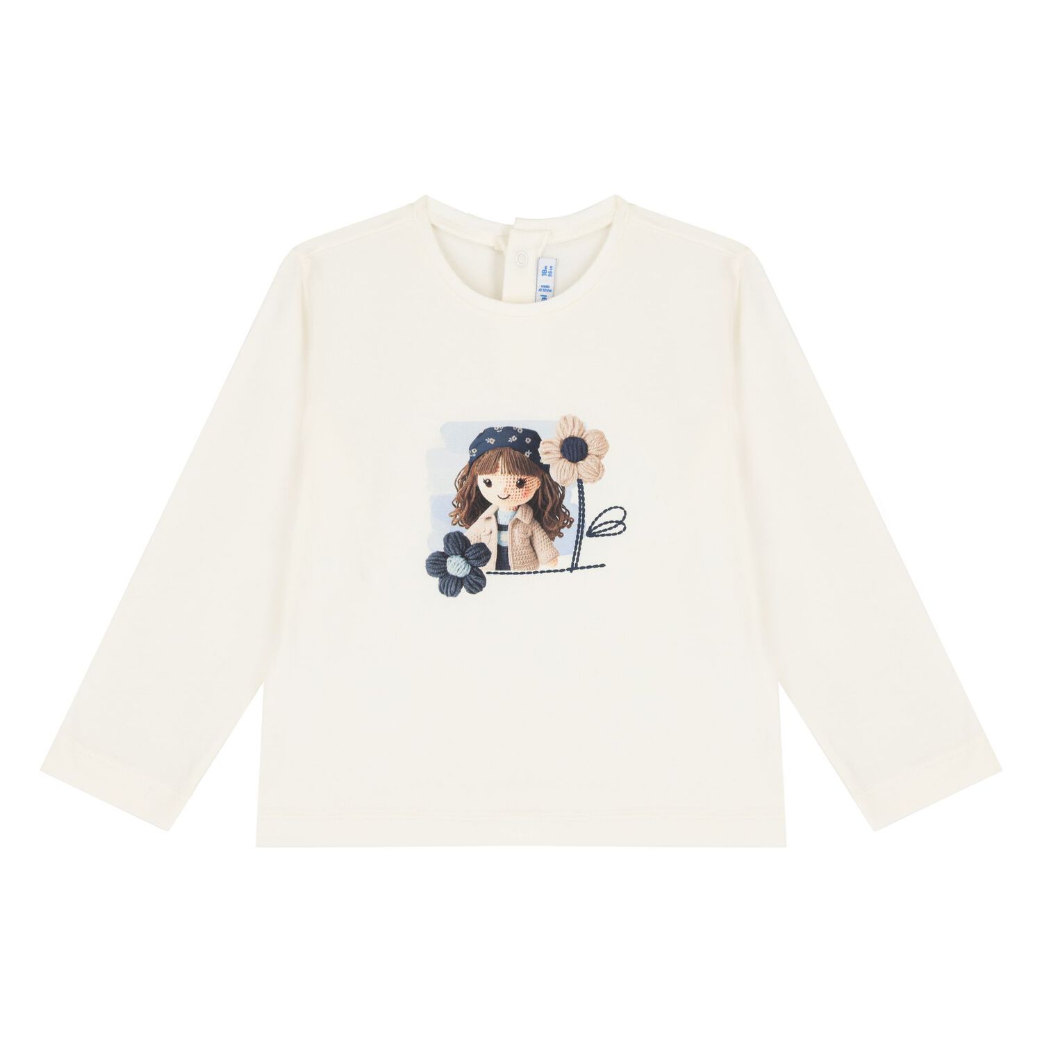 Younger Girls Ivory & Navy Blue Floral Tracksuit Set, 2, hi-res