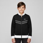 Boys Black Logo Zip Up Top, 1, hi-res