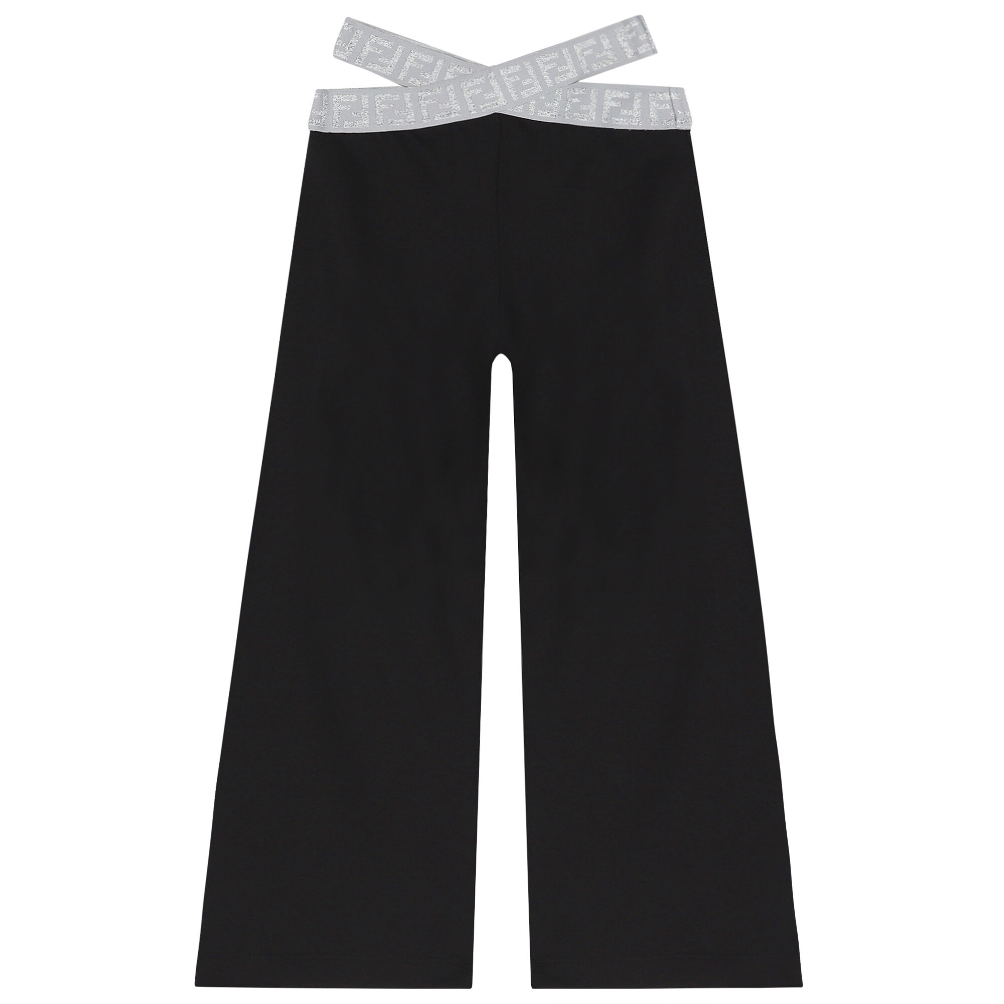 Fendi Girls Black Grey Logo Trousers Junior Couture UK