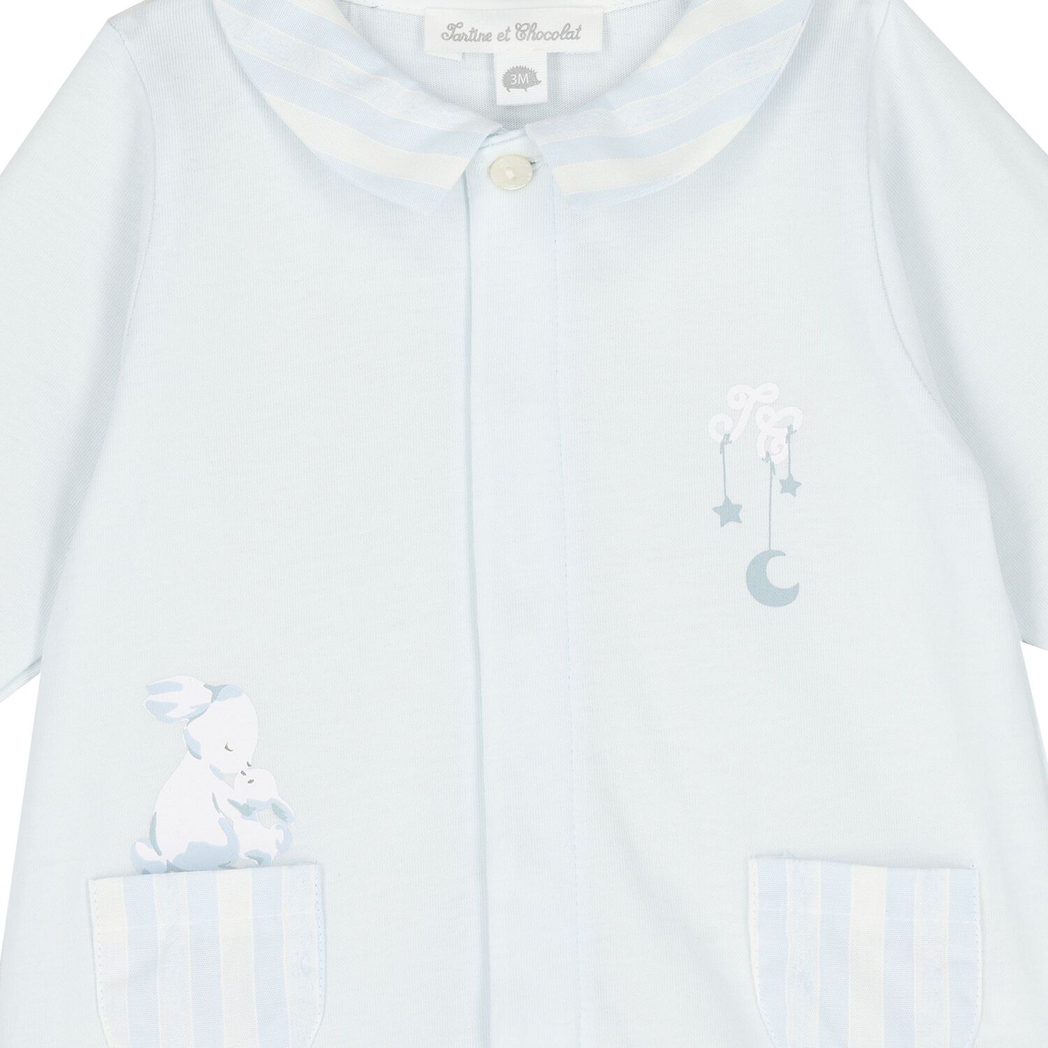 Baby Boys Blue & Ivory Logo Babygrow, 4, hi-res image number null