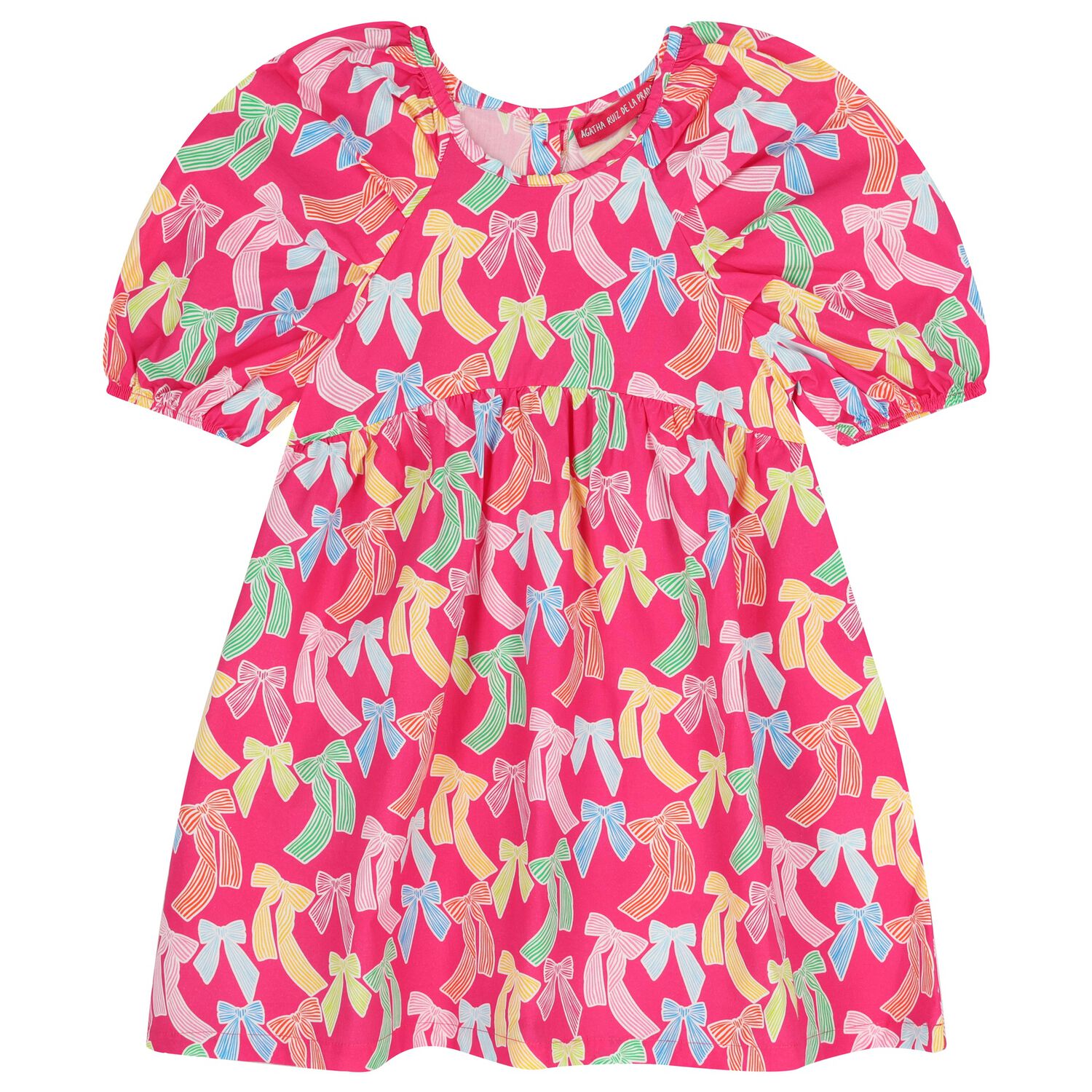 Girls Pink Bow Dress, 1, hi-res