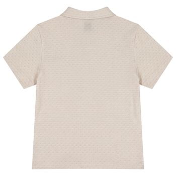 Boys Beige Logo Polo Shirt