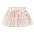 Younger Girls Ivory & Pink Tulle Skirt, 1, hi-res