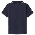 Boys Navy Blue & Beige Polo Shirt, 2, hi-res