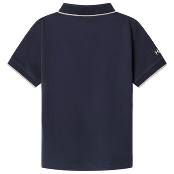 Boys Navy Blue & Beige Polo Shirt
