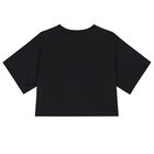 Girls Black Teddy Bear Logo T-Shirt, 4, hi-res