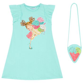 Girls Aqua Dress Set