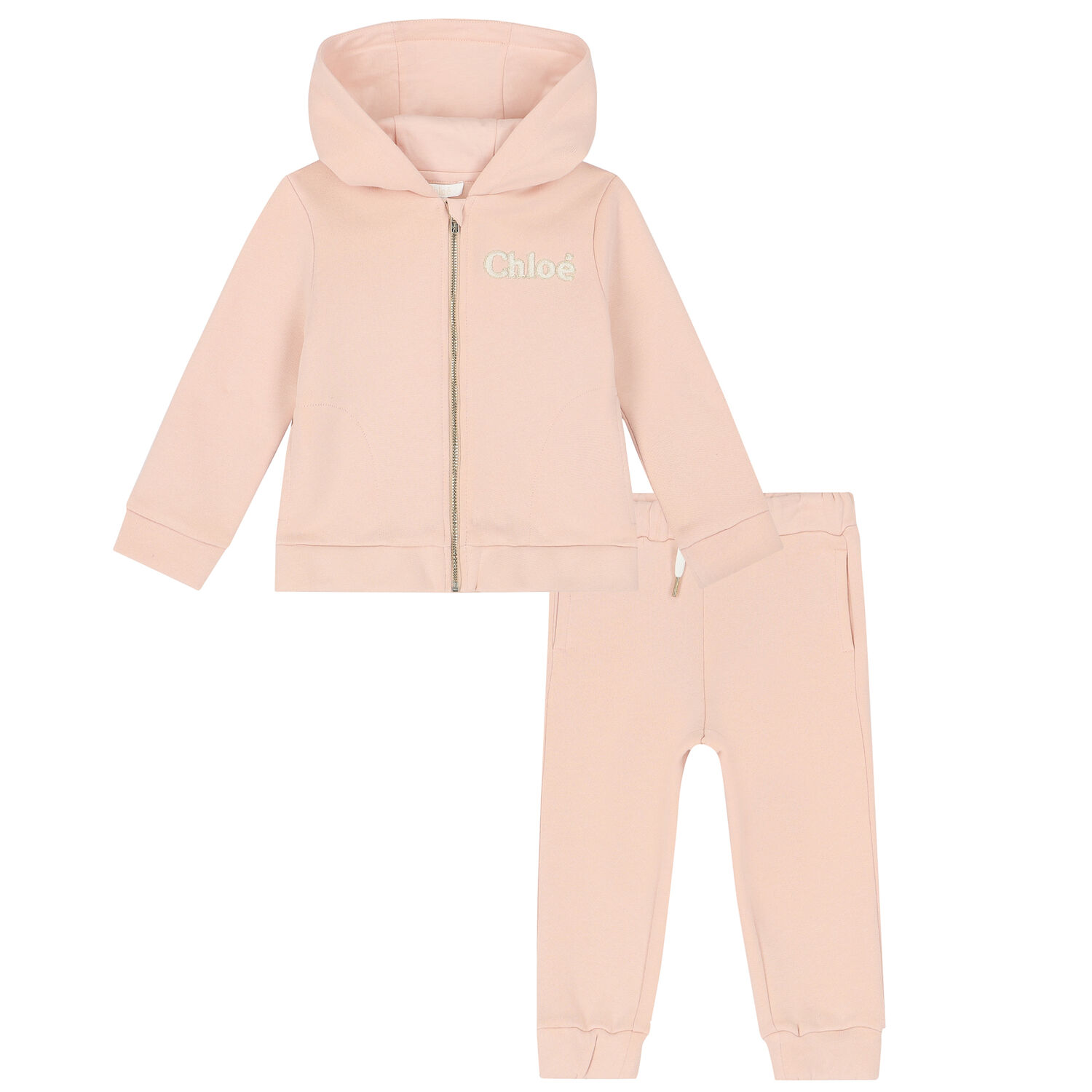 Younger Girls Pale Pink Tracksuit, 1, hi-res