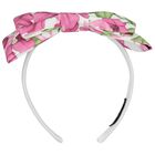 Girls White & Pink Bow Headband, 1, hi-res