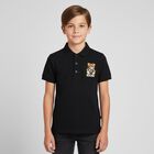 Boys Black Teddy Bear Polo Shirt, 1, hi-res