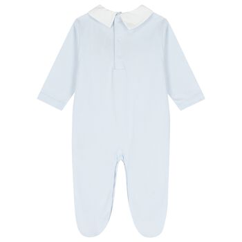 Baby Boys Blue Giraffe Laugh Babygrow