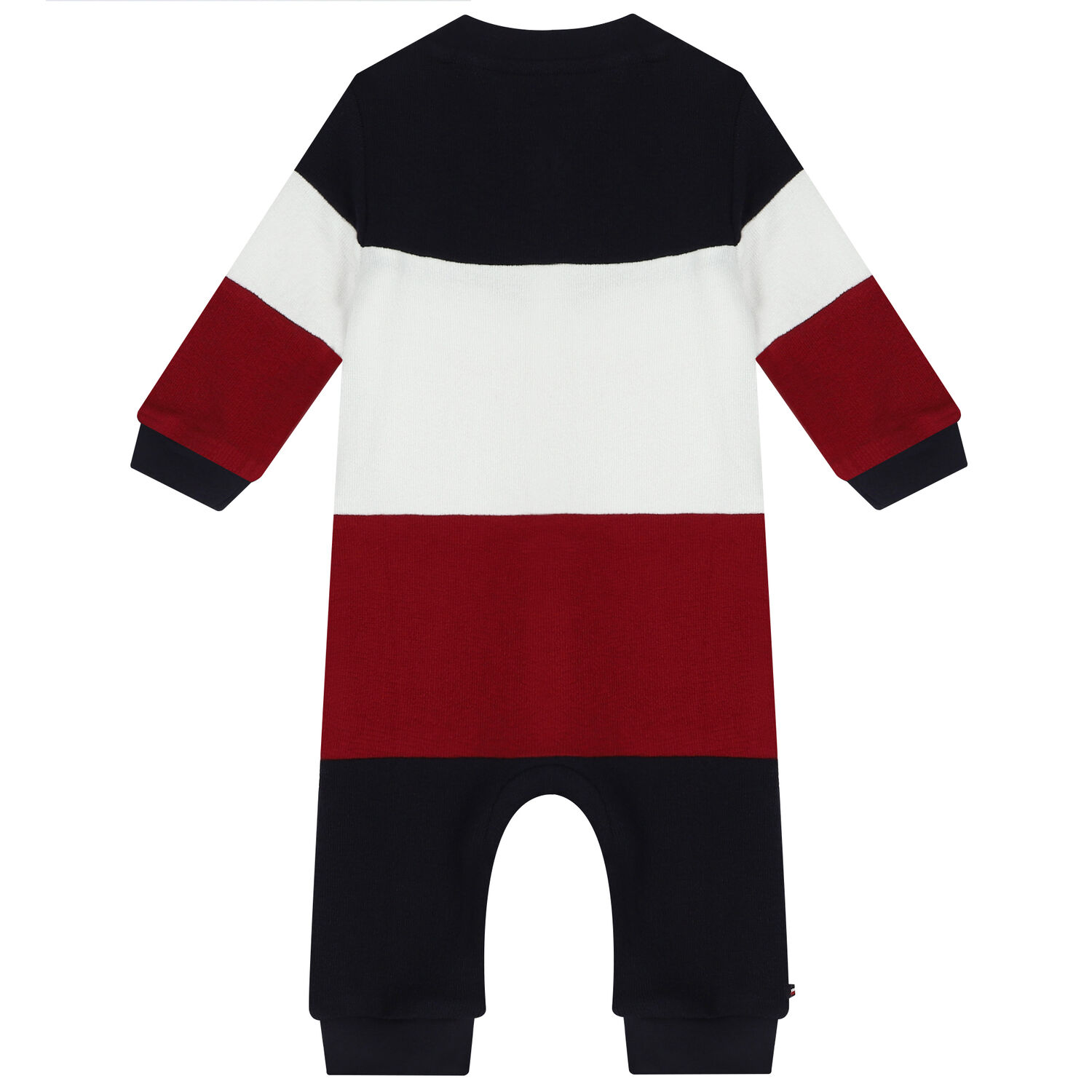 Baby Boys Navy Blue, White & Red Striped Romper, 1, hi-res