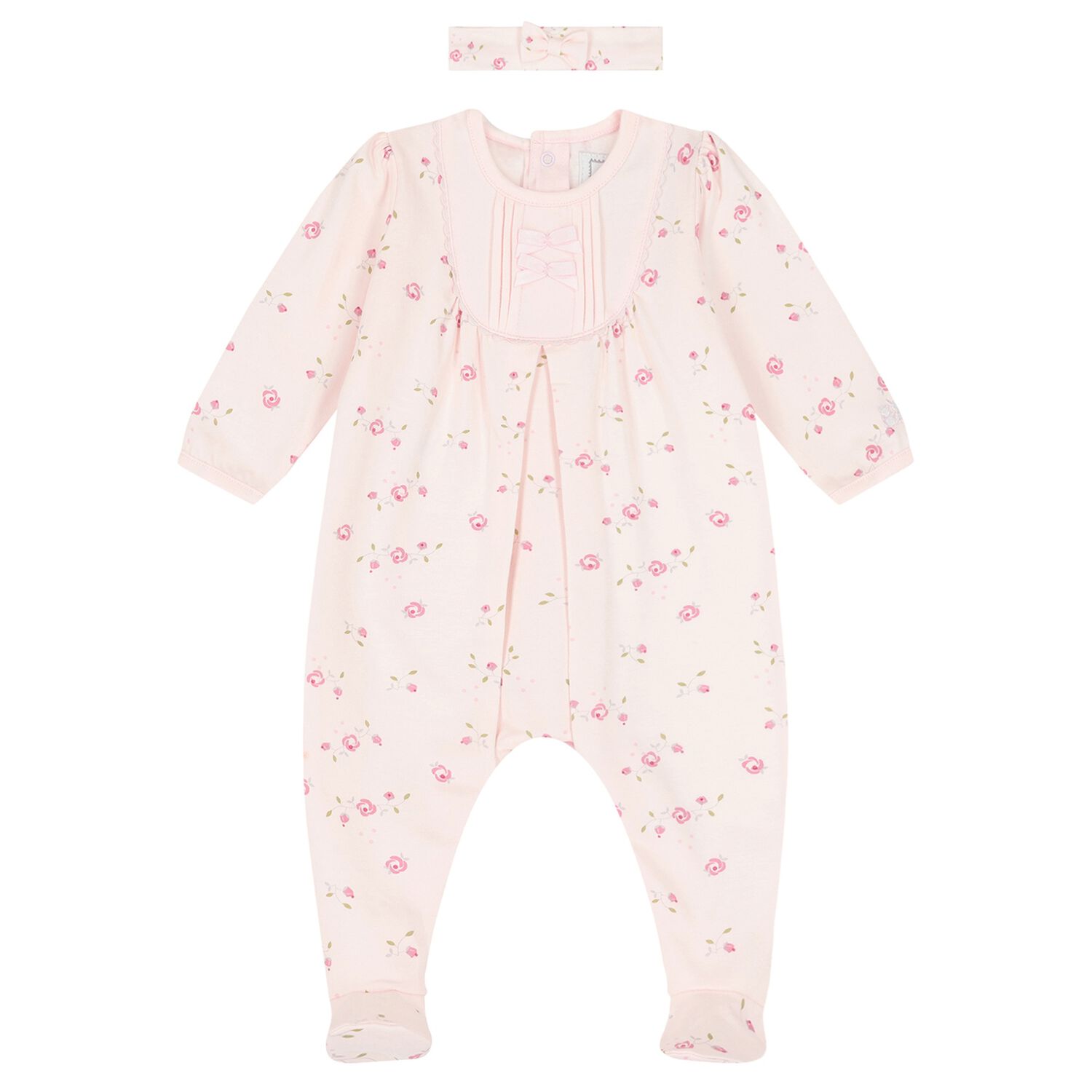 Baby Girls Pink Floral Babygrow Set, 1, hi-res