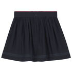 Girls Navy Logo Skirt, 1, hi-res