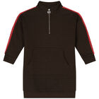 Girls Brown Logo Sweatshirt Dress, 1, hi-res