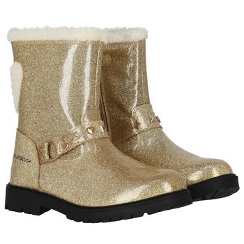 Girls Gold Glitters Boots