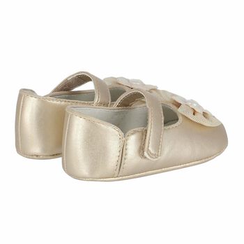 Baby Girls Gold Flower Pre Walker Shoes