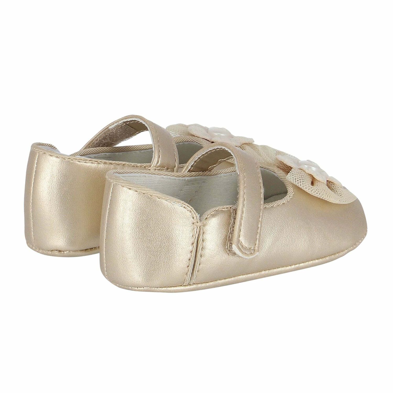Baby Girls Gold Flower Pre Walker Shoes, 1, hi-res image number null