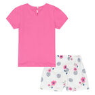 Girls Pink & White Floral Shorts Set, 1, hi-res