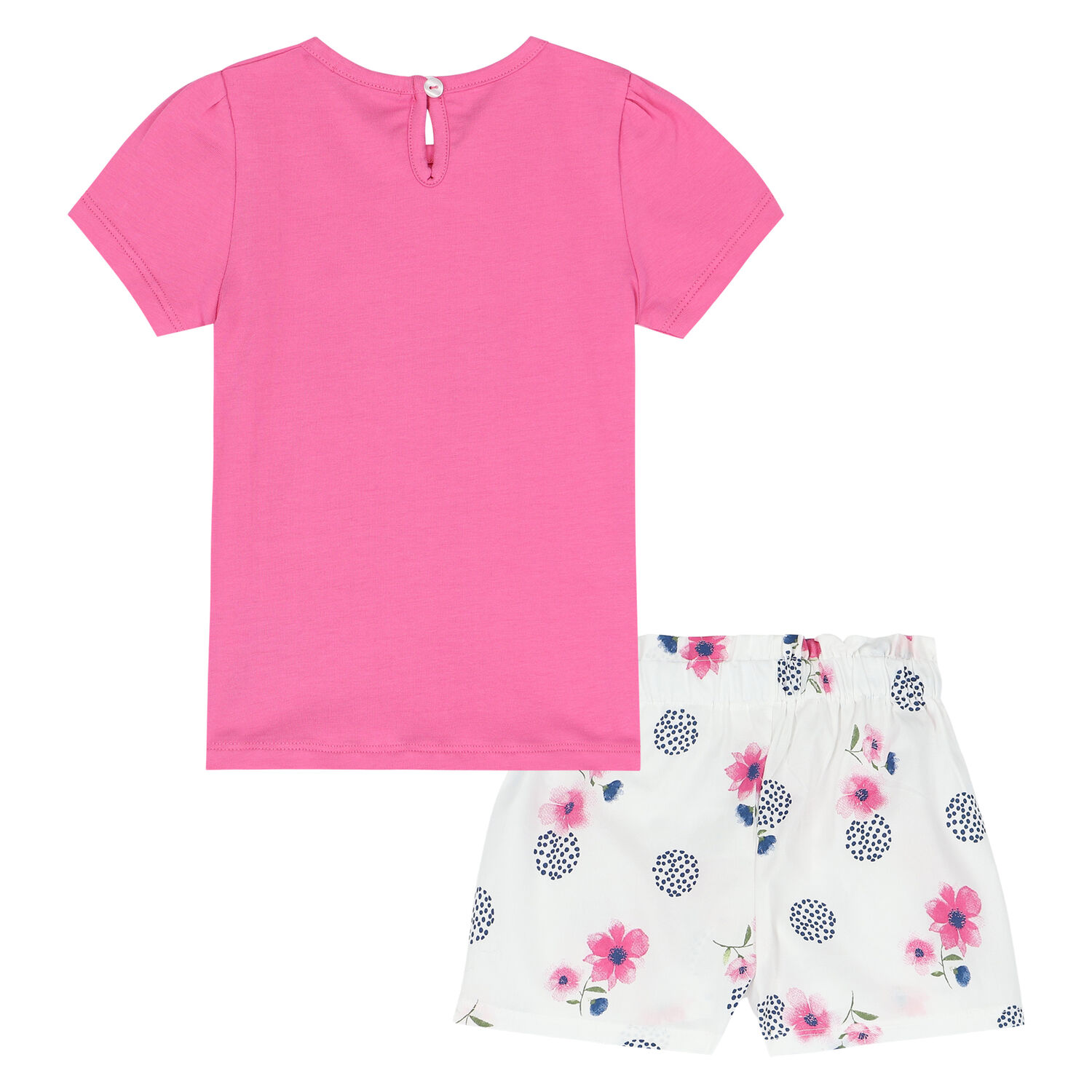 Girls Pink & White Floral Shorts Set, 1, hi-res