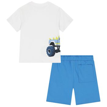 Boys White & Blue Shorts Set