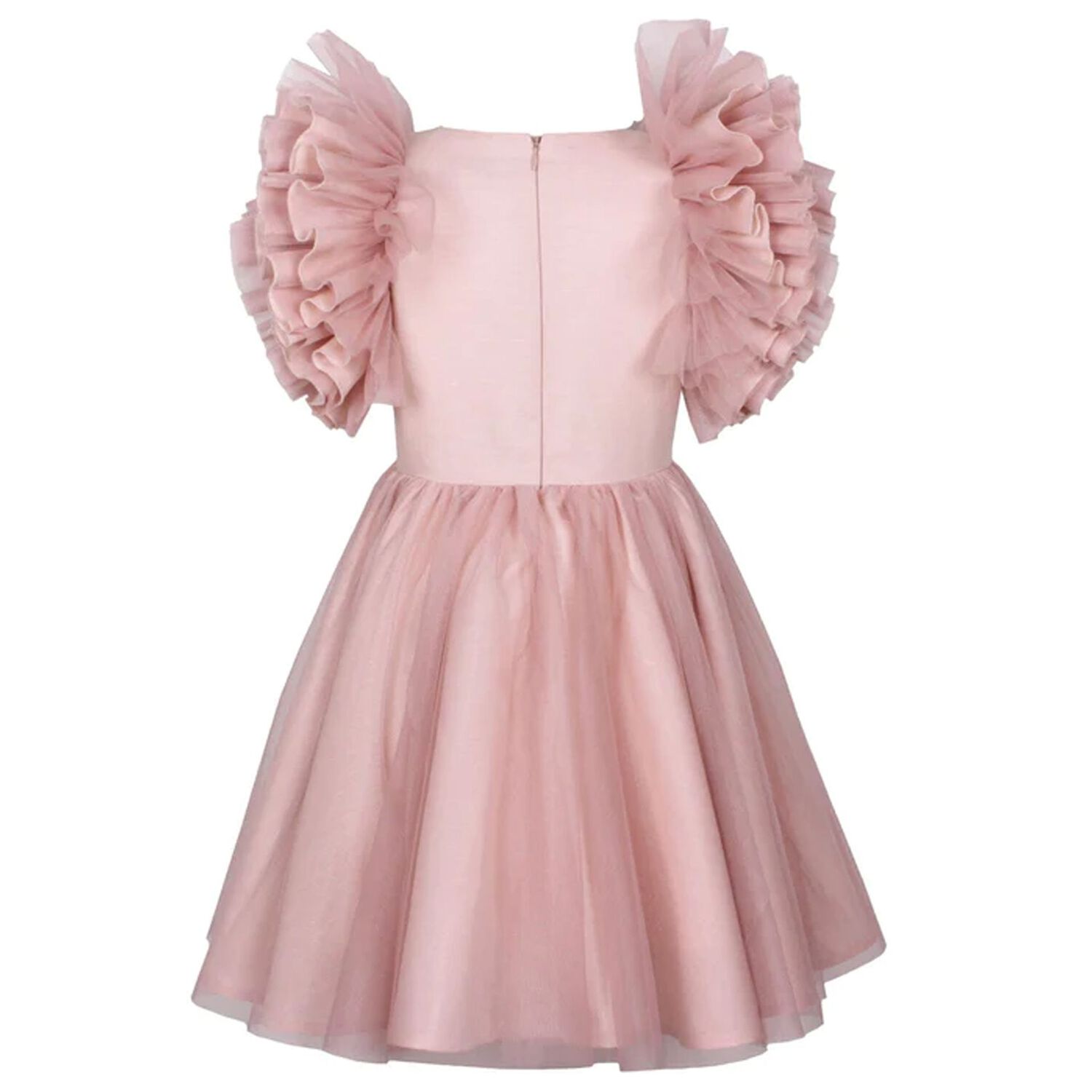 Girls Pink Tulle Ruffle Dress, 1, hi-res image number null