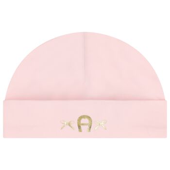Baby Girls Pink & Gold Logo Hat