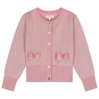 Girls Pink Bow Cardigan, 3, hi-res