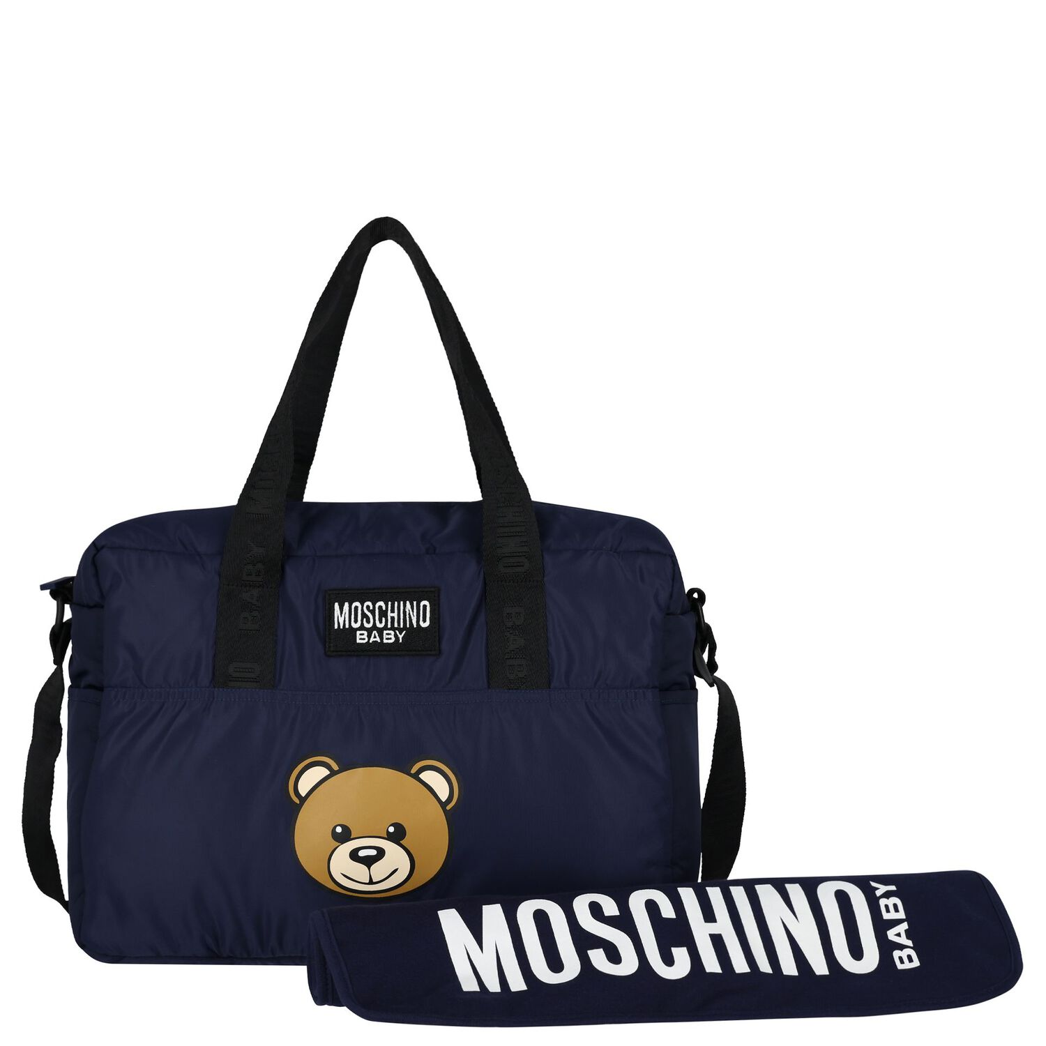 Navy Blue Teddy Bear Logo Baby Changing Bag, 1, hi-res image number null