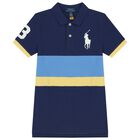 Boys Navy Blue Logo Polo Shirt, 1, hi-res