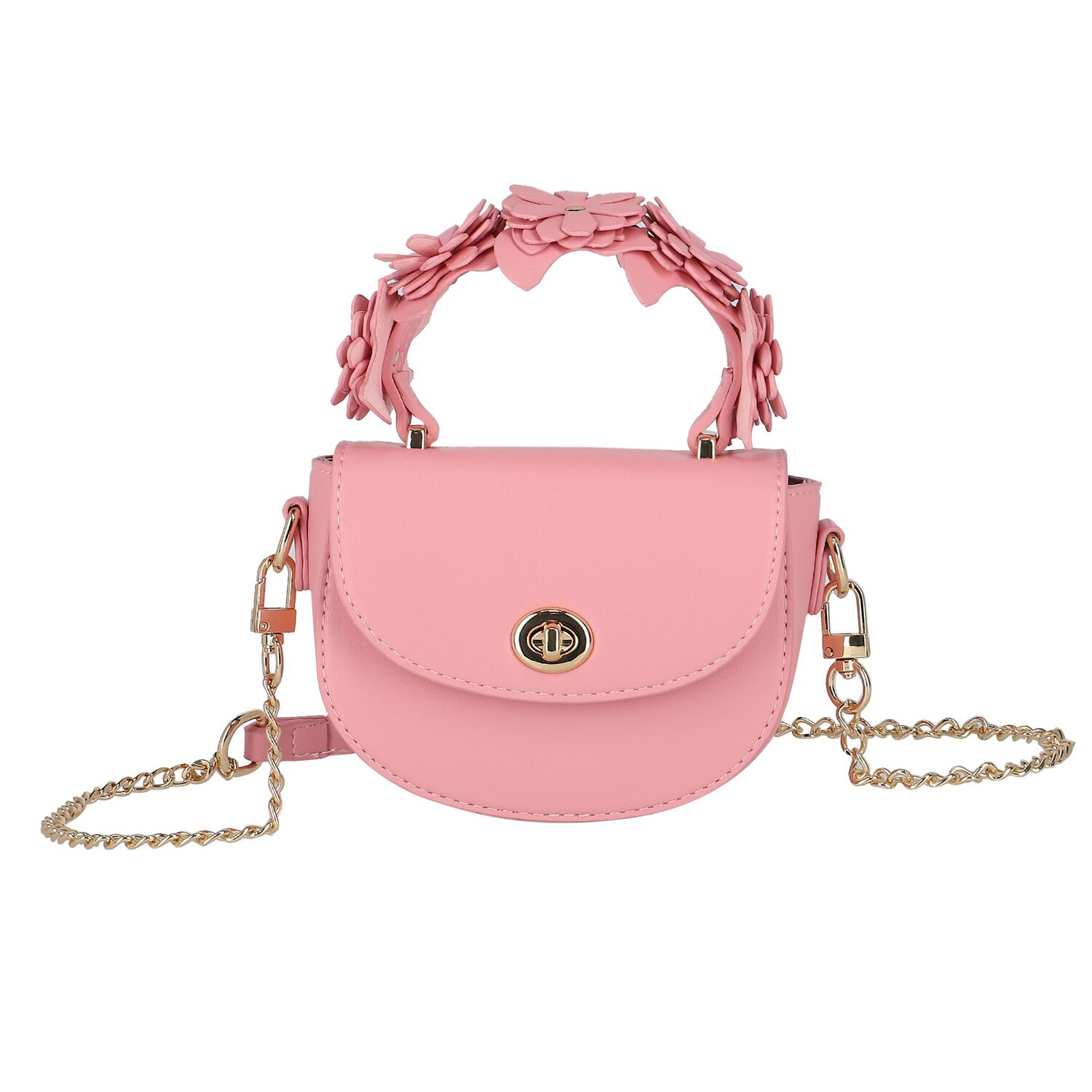 Girls Pink Floral Handbag, 1, hi-res image number null
