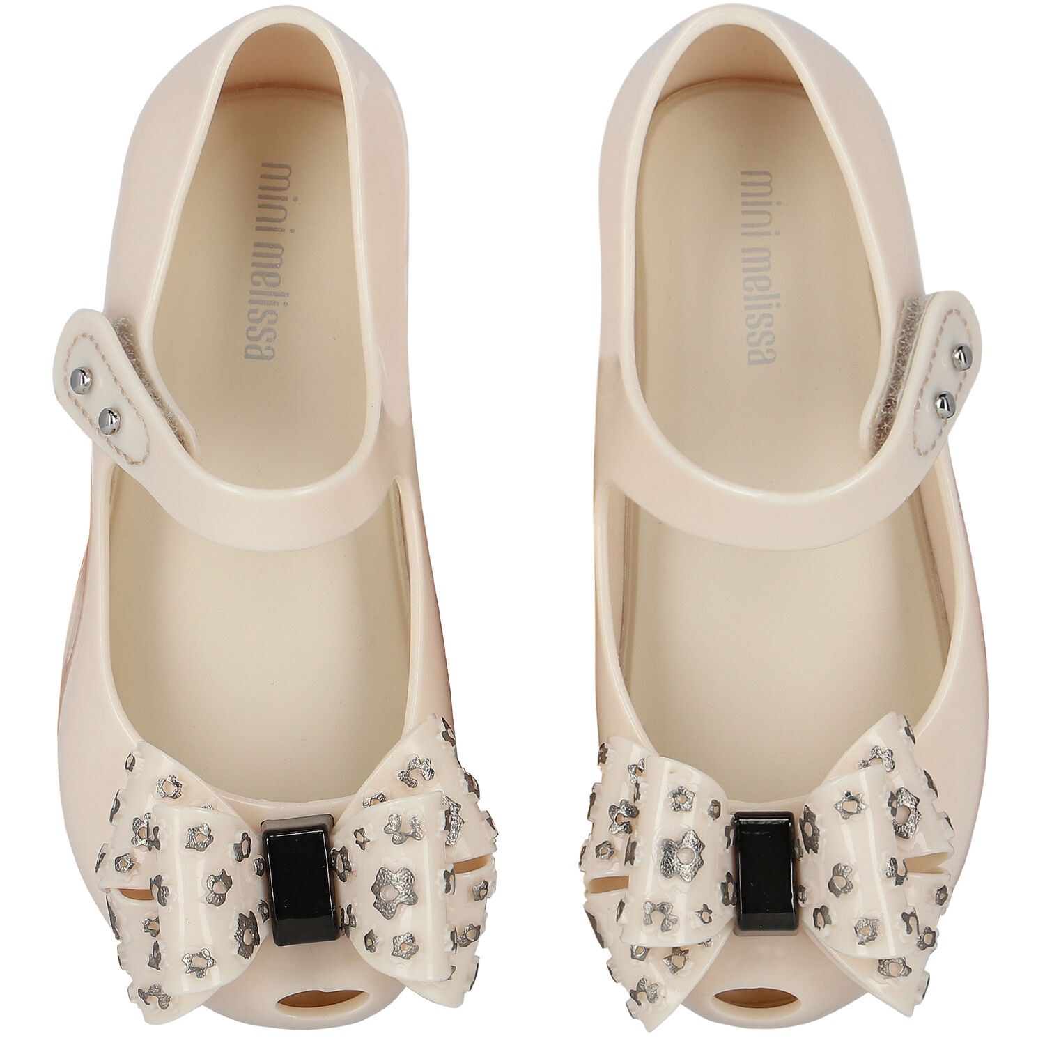 Younger Girls Beige Bow Jelly Shoes, 1, hi-res