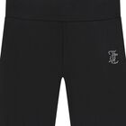 Girls Black Crystal Embellished Diamant&eacute; Logo Flared Leggings, 1, hi-res