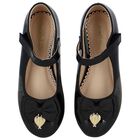 Girls Black Bow Ballerina Shoes, 2, hi-res