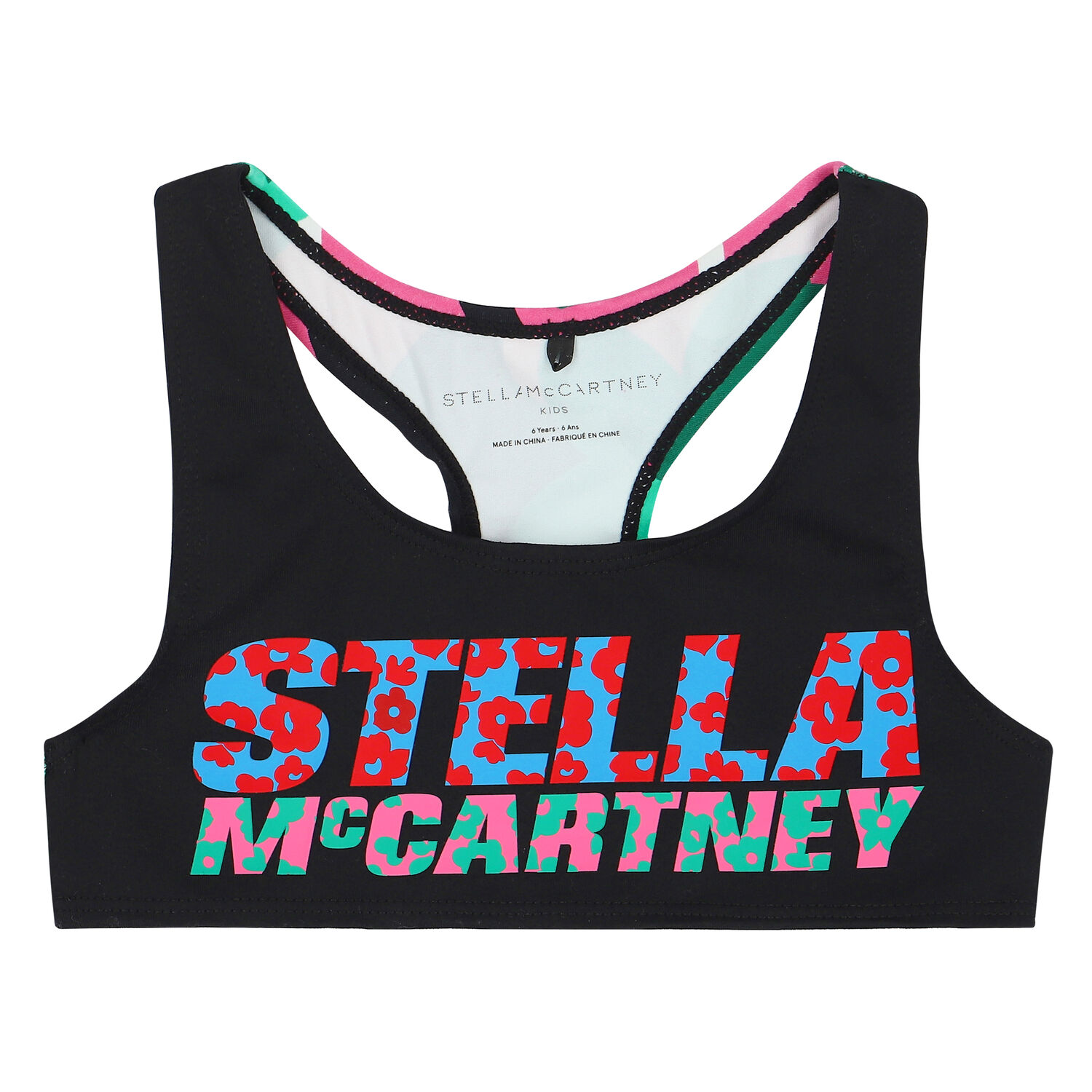 Girls Black Logo Bralette, 1, hi-res