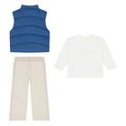 Younger Boys White, Blue & Beige Racing Car Tracksuit Set ( 3 Piece ) , 1, hi-res