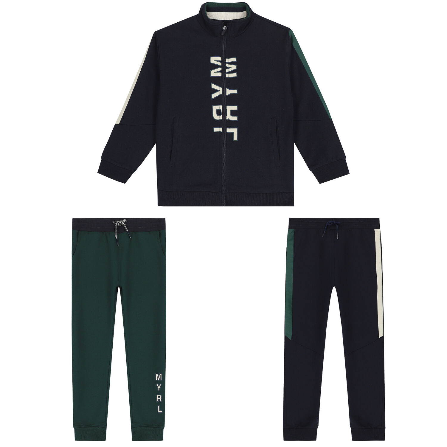 Boys Navy & Green Logo Tracksuit, 1, hi-res