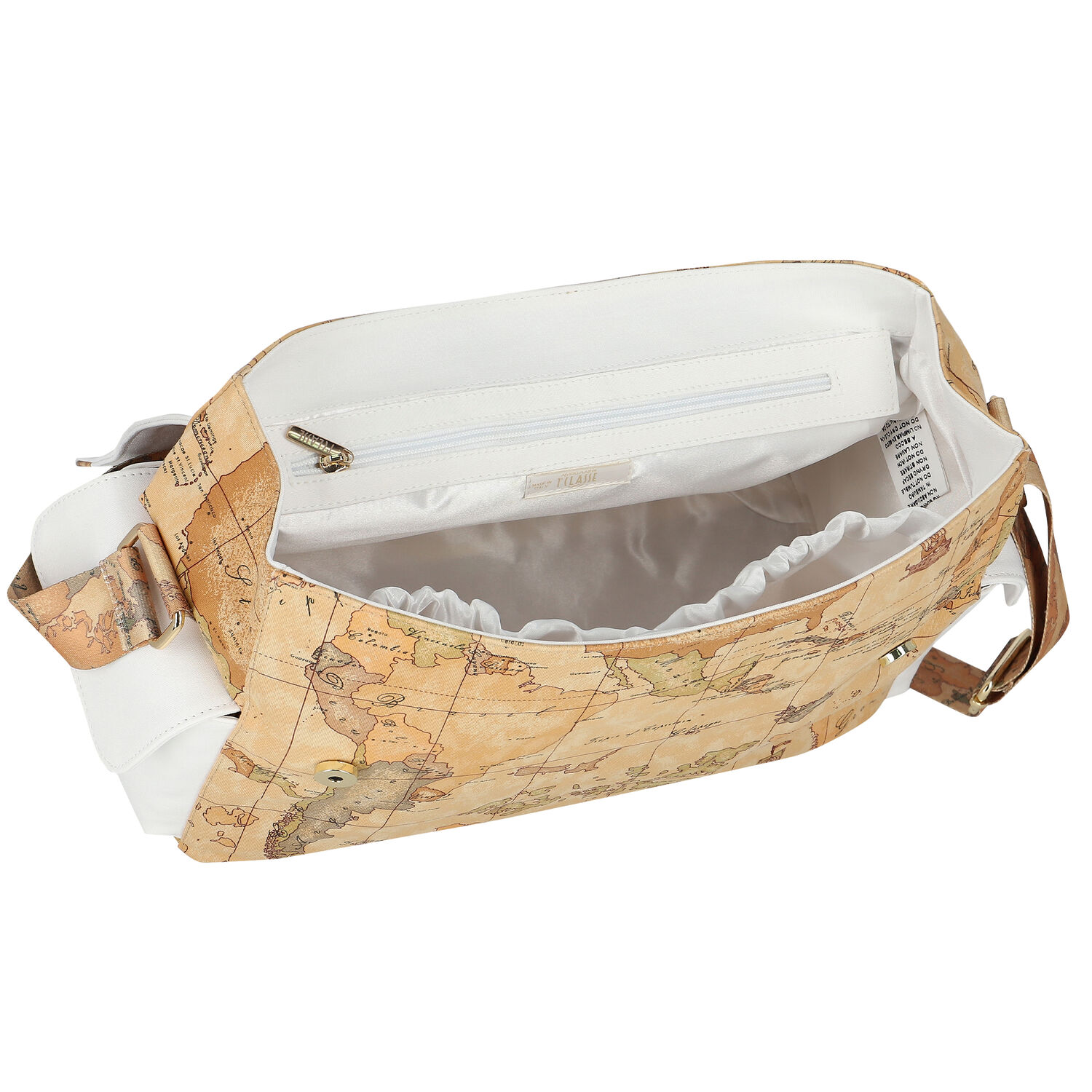 White & Beige Geo Map Baby Changing Bag, 1, hi-res