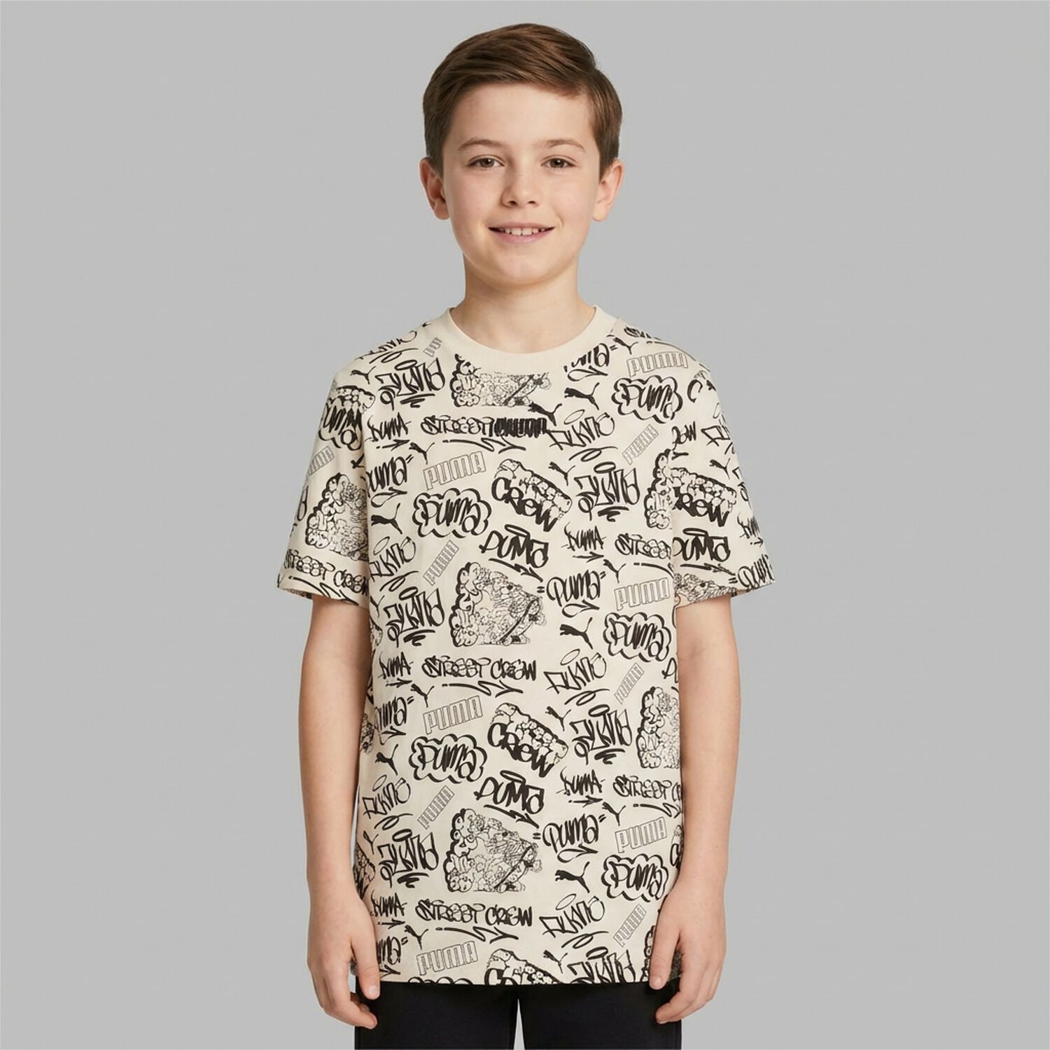 Boys Beige Logo T-Shirt, 2, hi-res