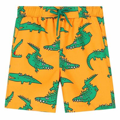 Boys Orange Crocodile Swim Shorts