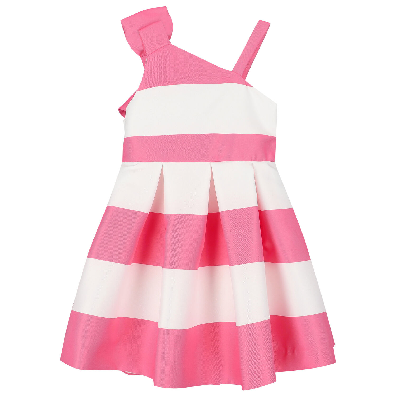 Girls White & Pink Striped Satin Dress, 2, hi-res image number null