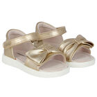 Younger Girls Gold Bow Sandals, 1, hi-res