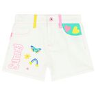 Girls White Logo Shorts, 1, hi-res