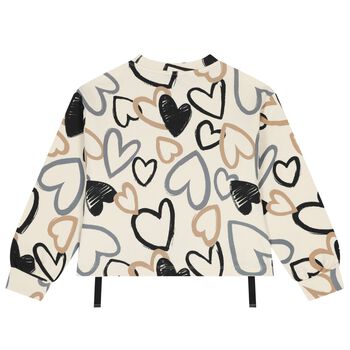 Girls Ivory Heart Sweatshirt