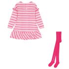Girls Pink & White Striped Dress Set, 1, hi-res