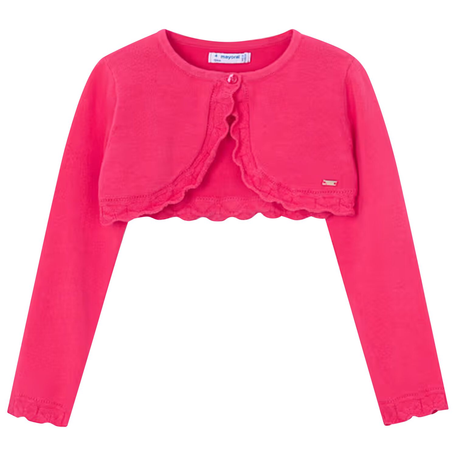 Girls Pink Bolero Knit Cardigan, 4, hi-res