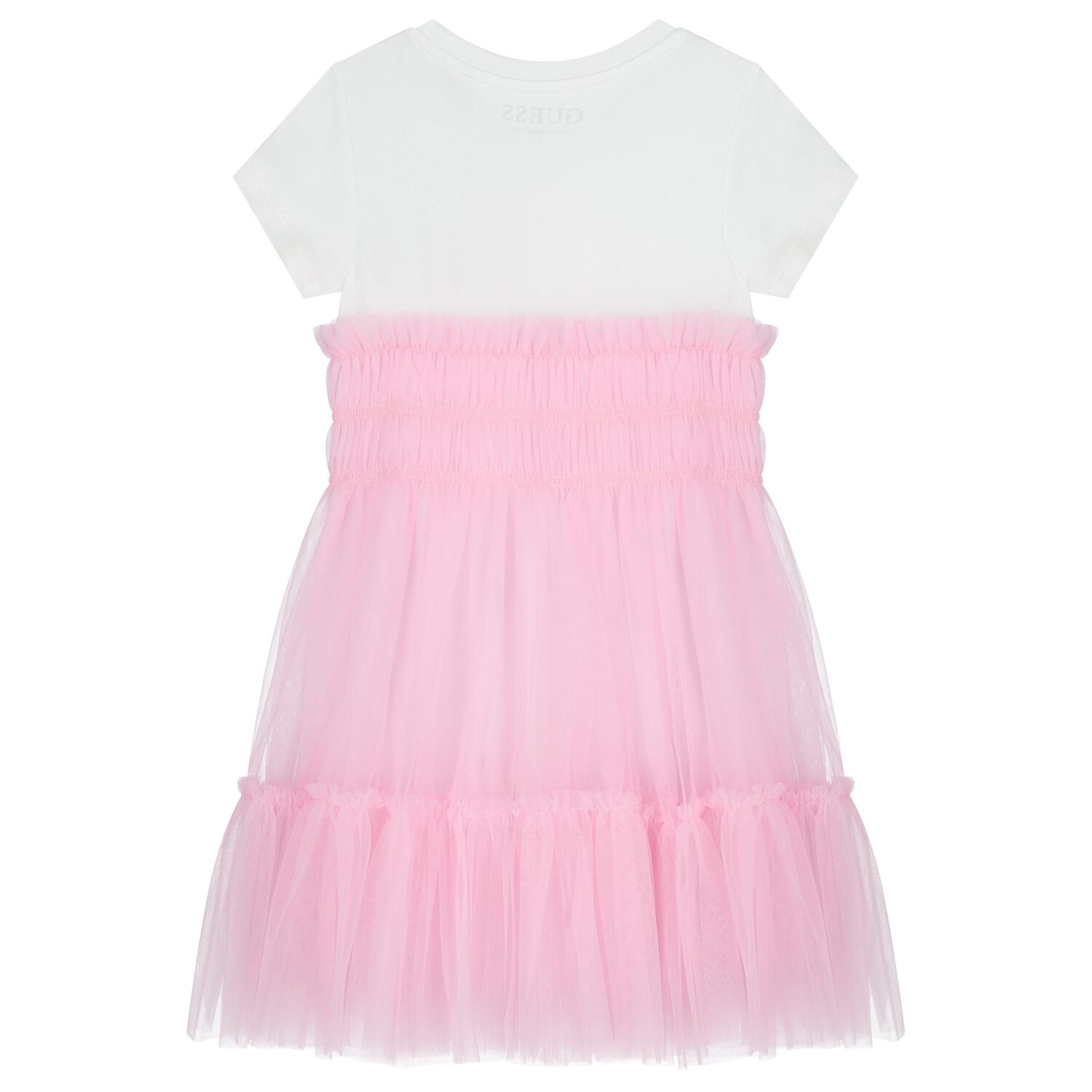 Girls White & Pink Logo Tulle Dress, 1, hi-res
